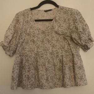 Shein floral ruffle top